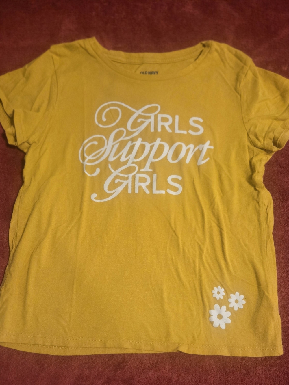 Old Navy Yellow 'Girls Support Girls' Short Sleeve Tee